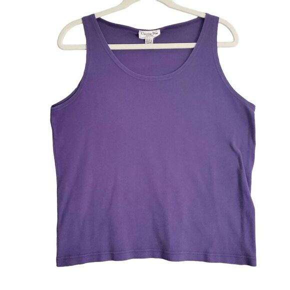Christian Dior Tops - VTG Christian Dior SEPARATES Women's Purple Sleeveless Cotton Round Neck Tank L